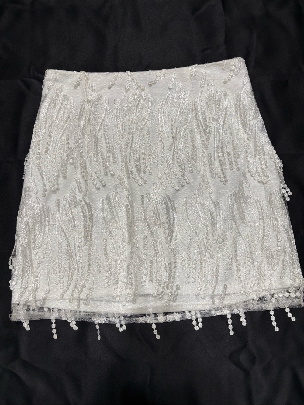 Lulu's Dancing In A Dream - White Beaded Fringe Mini Skirt